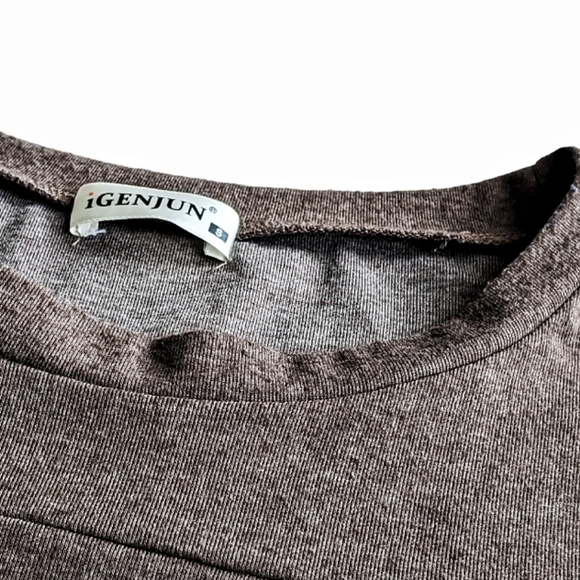 NWOT! iGENJUN L/S Shirt Dress Button Accents Asymmetrical Hem - Picture 4 of 12